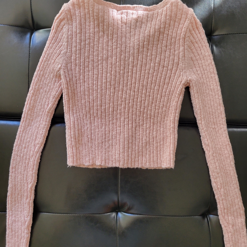Pink Ribbed Women's Sweater - Picture 4 of 7